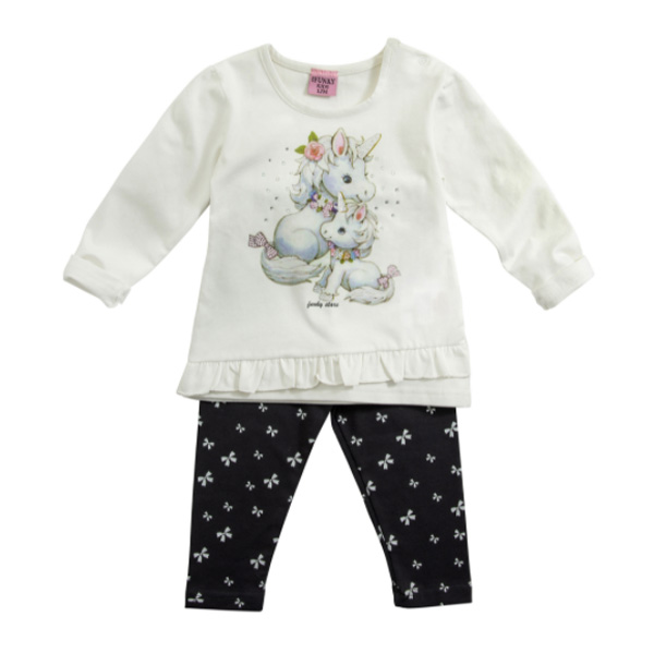 Funky Σετ Μπλουζοφόρεμα-κολάν μ/μ Κορίτσι Μηνών Εκρού-Σκούρο Γκρι