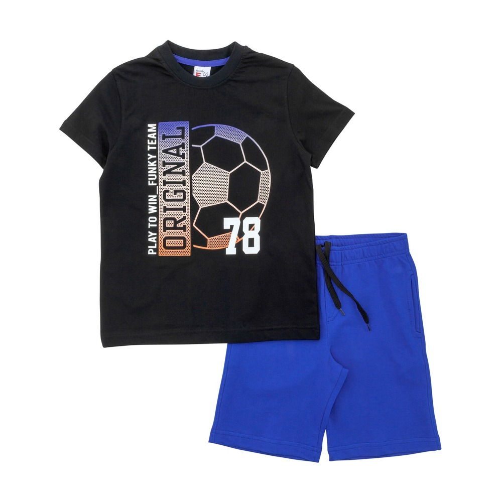 Funky Σετ t-shirt & Βερμούδα Αγόρι Μαύρο/Ραφ