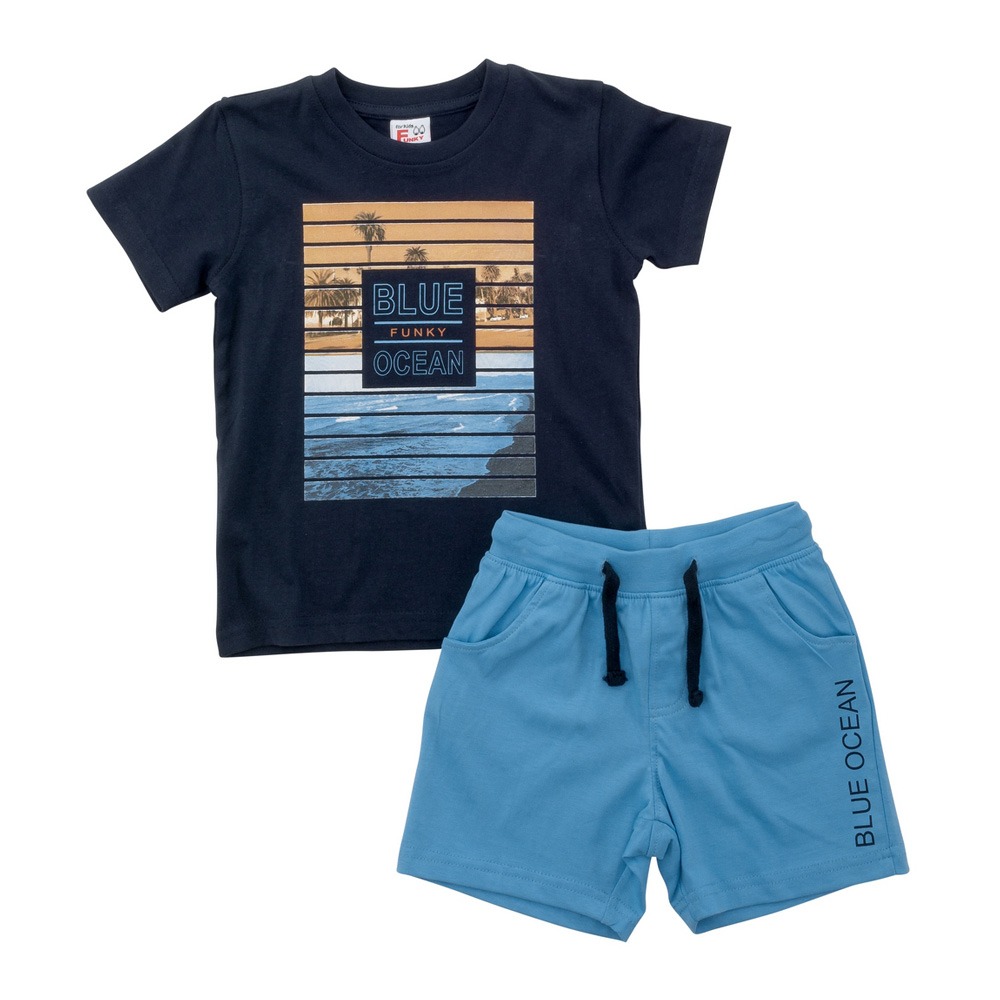 Funky Σετ t-shirt & Βερμούδα Αγόρι Bebe Μπλε/Τυρκουάζ