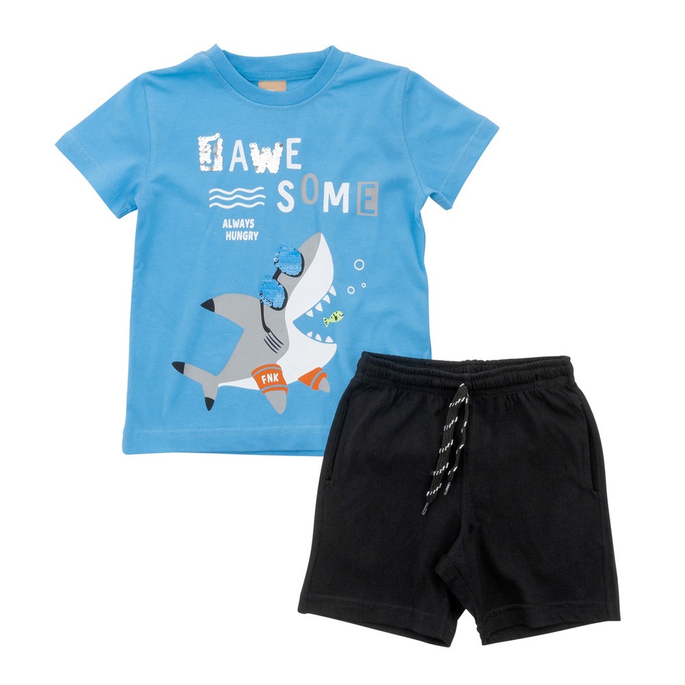 Funky Σετ t-shirt & Βερμούδα Αγόρι Bebe Τυρκουάζ/Μαύρο