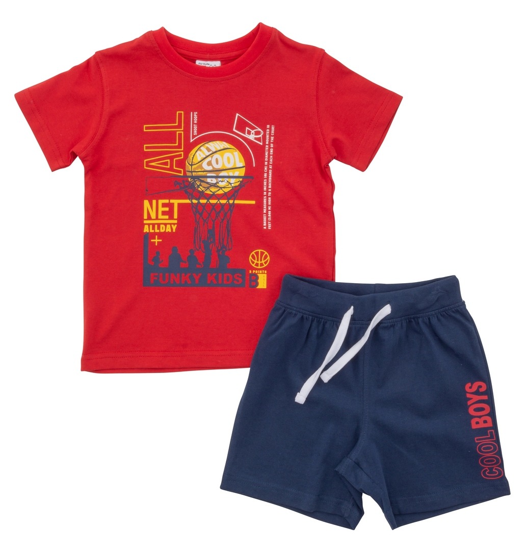 Σετ t-shirt & βερμούδα για αγόρι bebe σε χρώμα κόκκινο με μπλέ μαριν