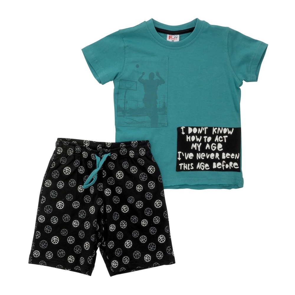 Σετ t-shirt & βερμούδα για αγόρι bebe σε χρώμα - paradise green&μαύρο