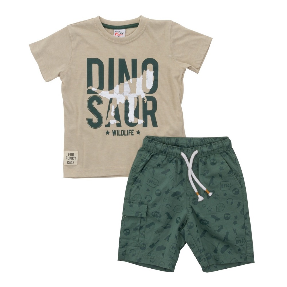 Σετ t-shirt & βερμούδα σταθερή για αγόρι bebe σε χρώμα - μπέζ μελανζέ