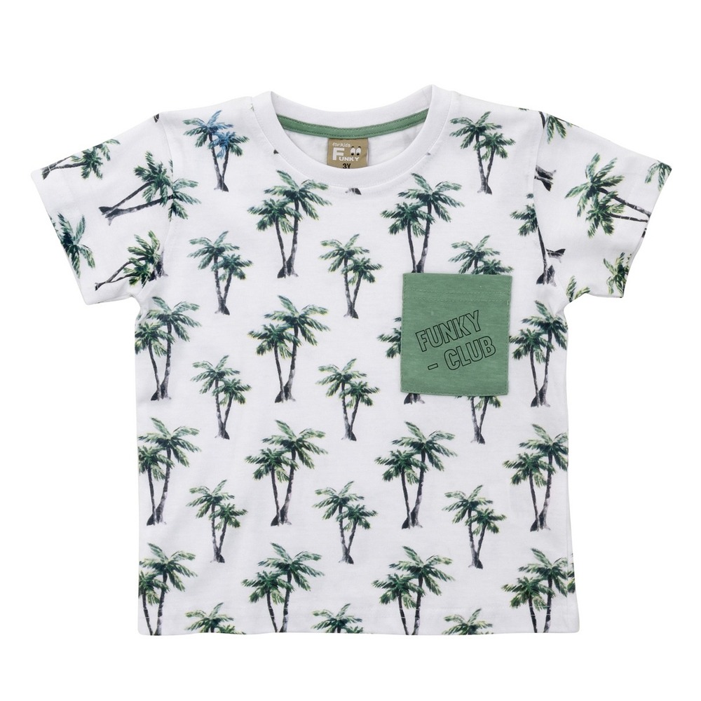 Μπλούζα κ/μ για αγόρι bebe σε χρώμα λευκό με ολόσωμο τύπωμα & menthol