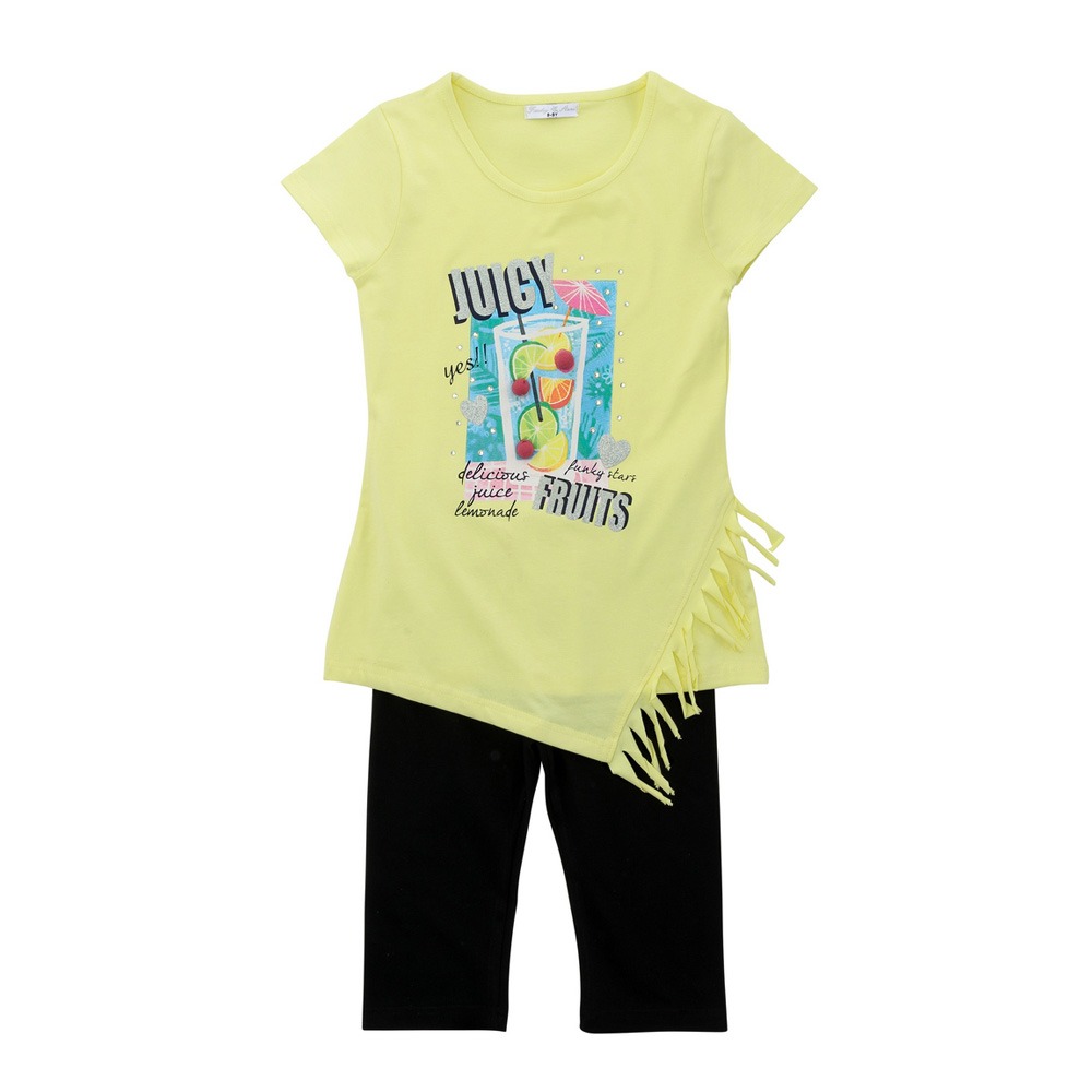 Funky Σετ Μπλουζοφόρεμα & Κολάν Κίτρινο/Μαύρο