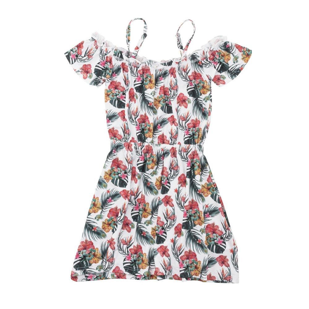 Φόρεμα για κορίτσι σε χρώμα λευκό με ολόσωμο τύπωμα