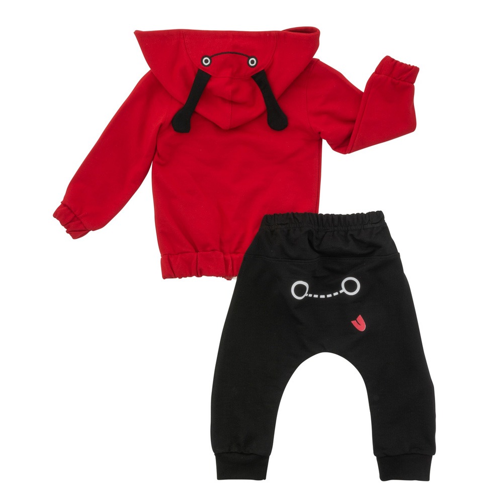 Funky Σετ 3 τμχ Φόρμες Φούτερ Κορίτσι Μηνών Κόκκινο-Λευκό/Μαύρο