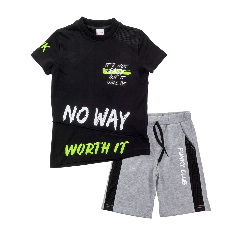 Σετ t-shirt & βερμούδα αγόρι σε χρώμα μαύρο με γκρι