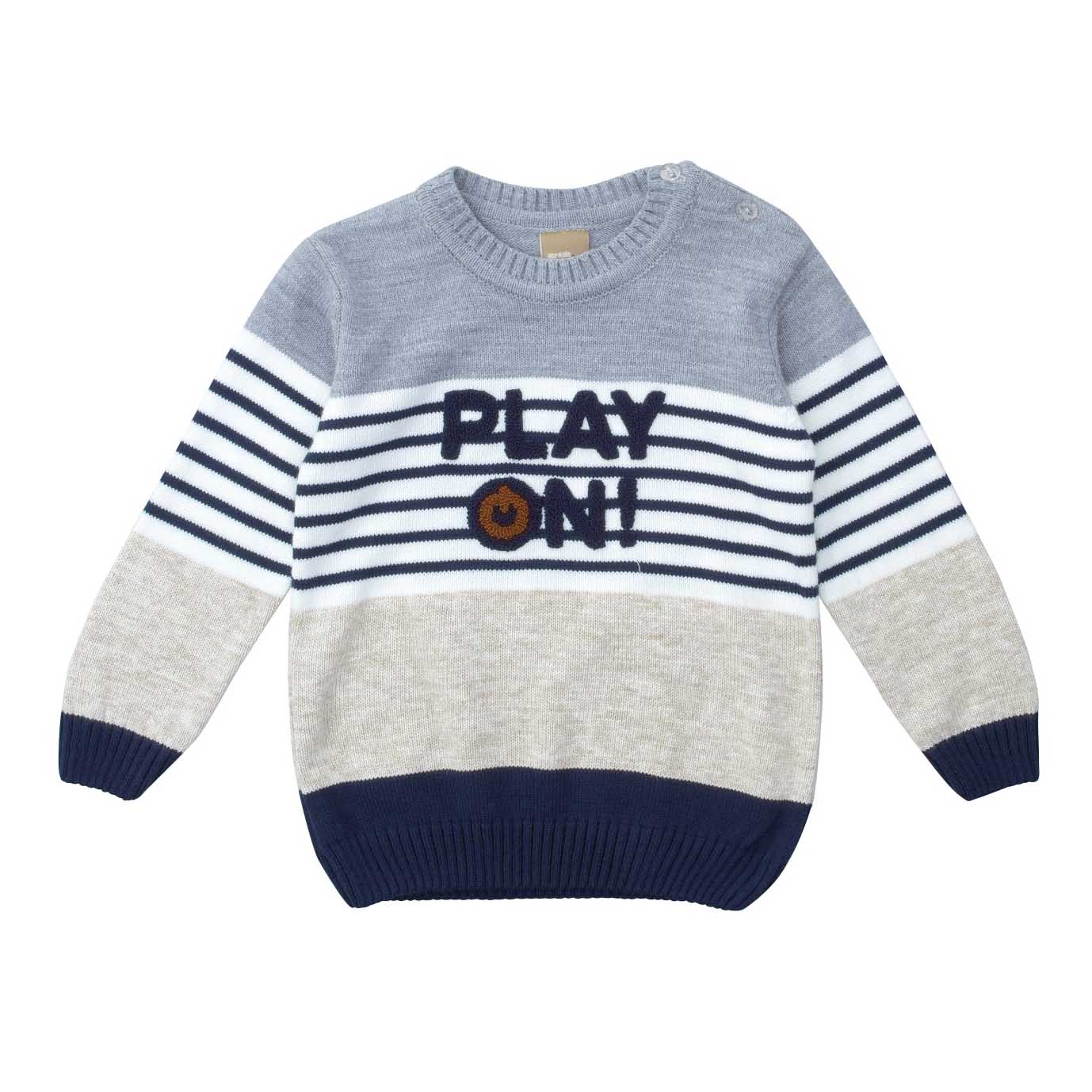 Funky Μπλούζα Πλεκτή μ/μ για Bebe Αγόρι Γκρι Εκρού-Μπλε