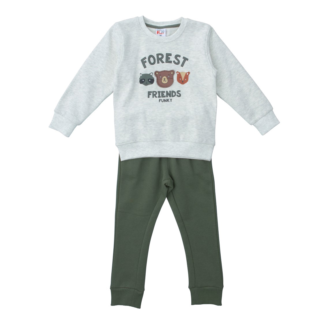 Funky Σετ Φόρμες Φούτερ για Bebe Αγόρι Εκρού Μελανζέ - Χακί