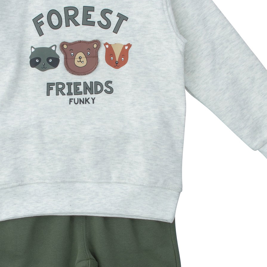 Funky Σετ Φόρμες Φούτερ για Bebe Αγόρι Εκρού Μελανζέ - Χακί - Image 2