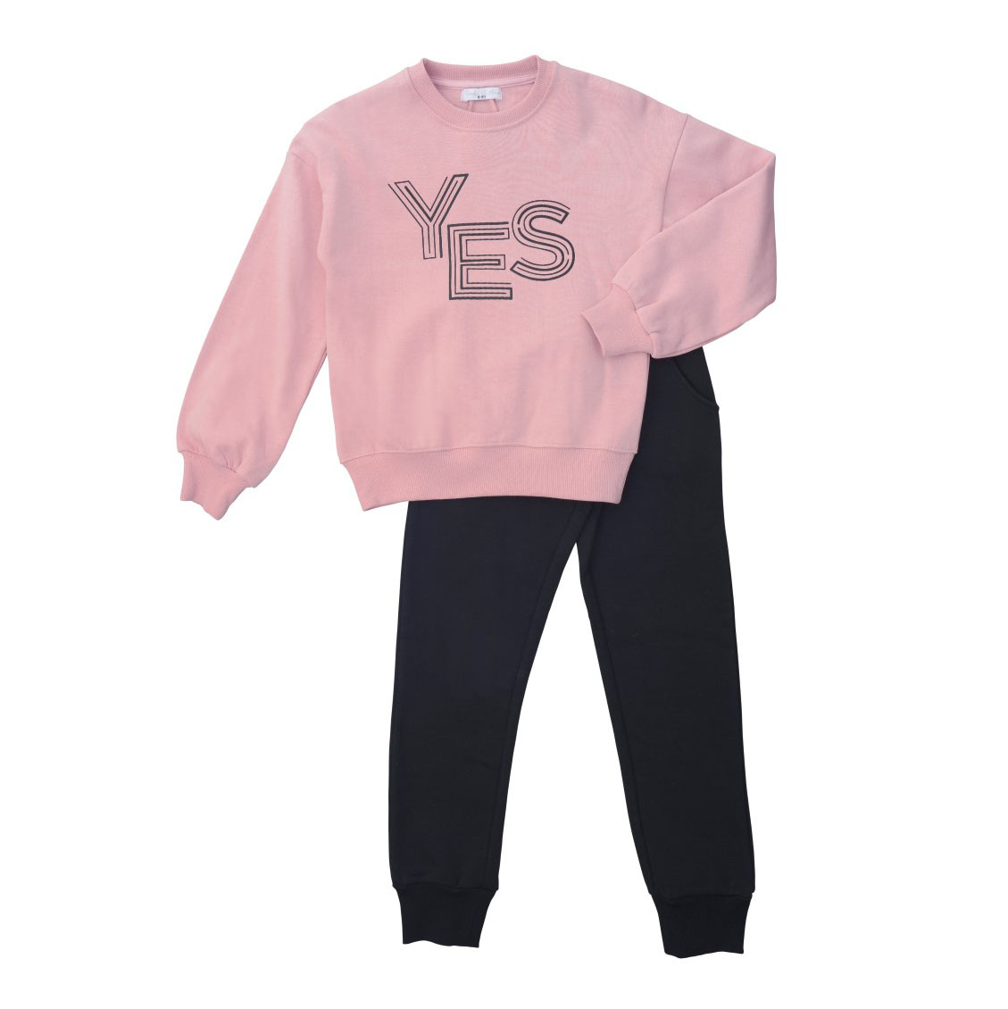 Funky Σετ Φόρμες Φούτερ για Κορίτσι Μήλο - Μαύρο