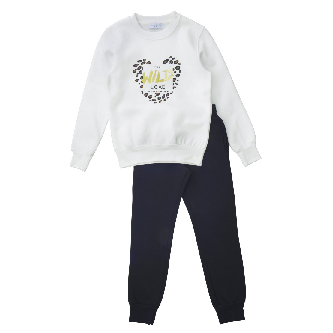 Funky Σετ Φόρμες Φούτερ για Κορίτσια Εκρού-Μαύρο