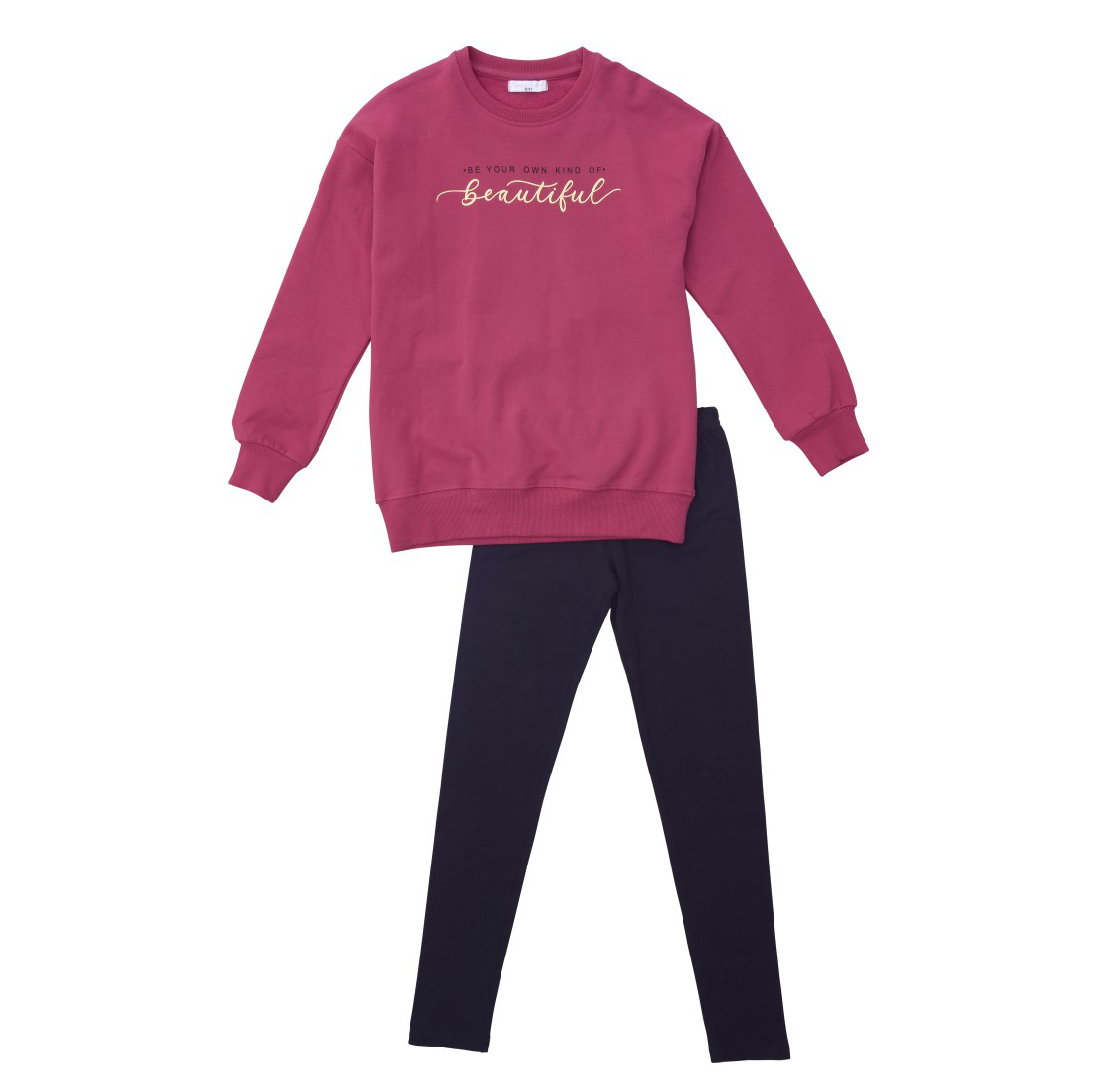 Funky Σετ Μπλουζοφόρεμα-Κολάν για Κορίτσια Κερασί-Μαύρο