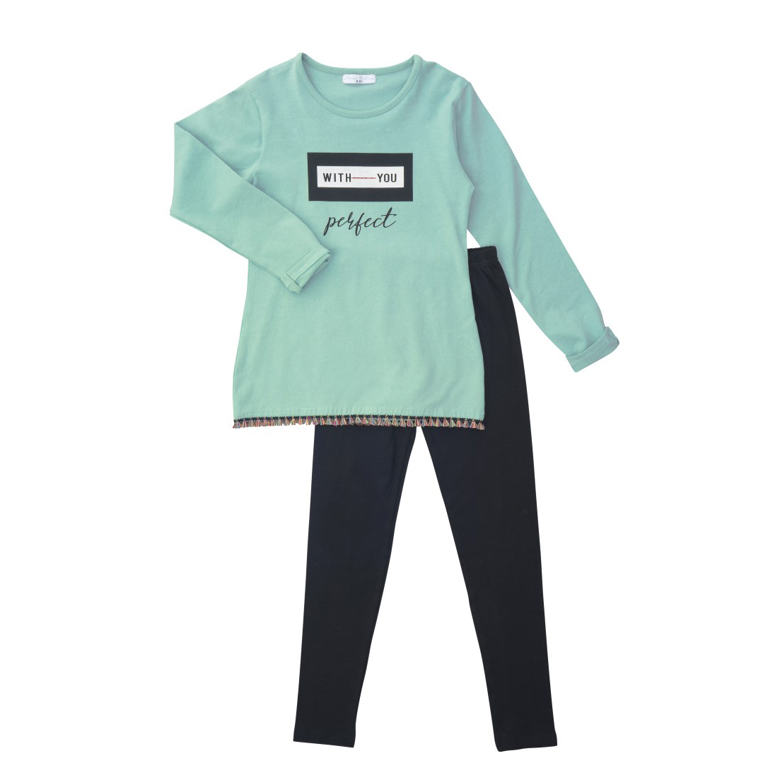 Funky Σετ Μπλουζοφόρεμα-Κολάν για Κορίτσια Φυστικί-Μαύρο