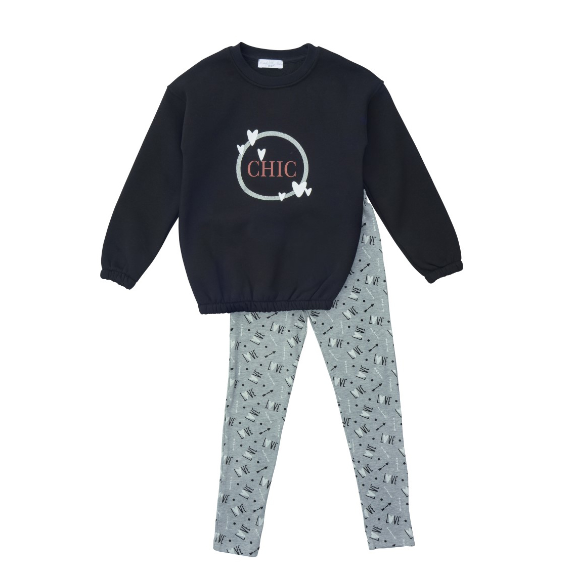 Funky Σετ Μπλουζοφόρεμα-Κολάν για Κορίτσια Μαύρο-Γκρι