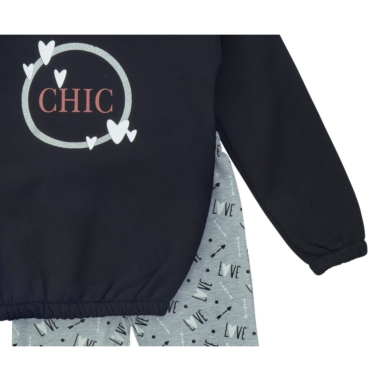 Funky Σετ Μπλουζοφόρεμα-Κολάν για Κορίτσια Μαύρο-Γκρι - Image 2