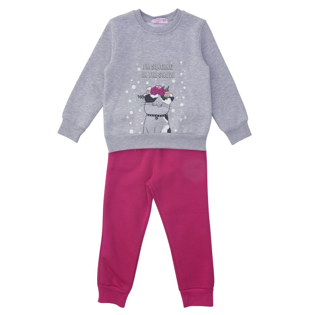 Funky Σετ Φόρμες για Bebe Κορίτσι Γκρι-Μελανζέ