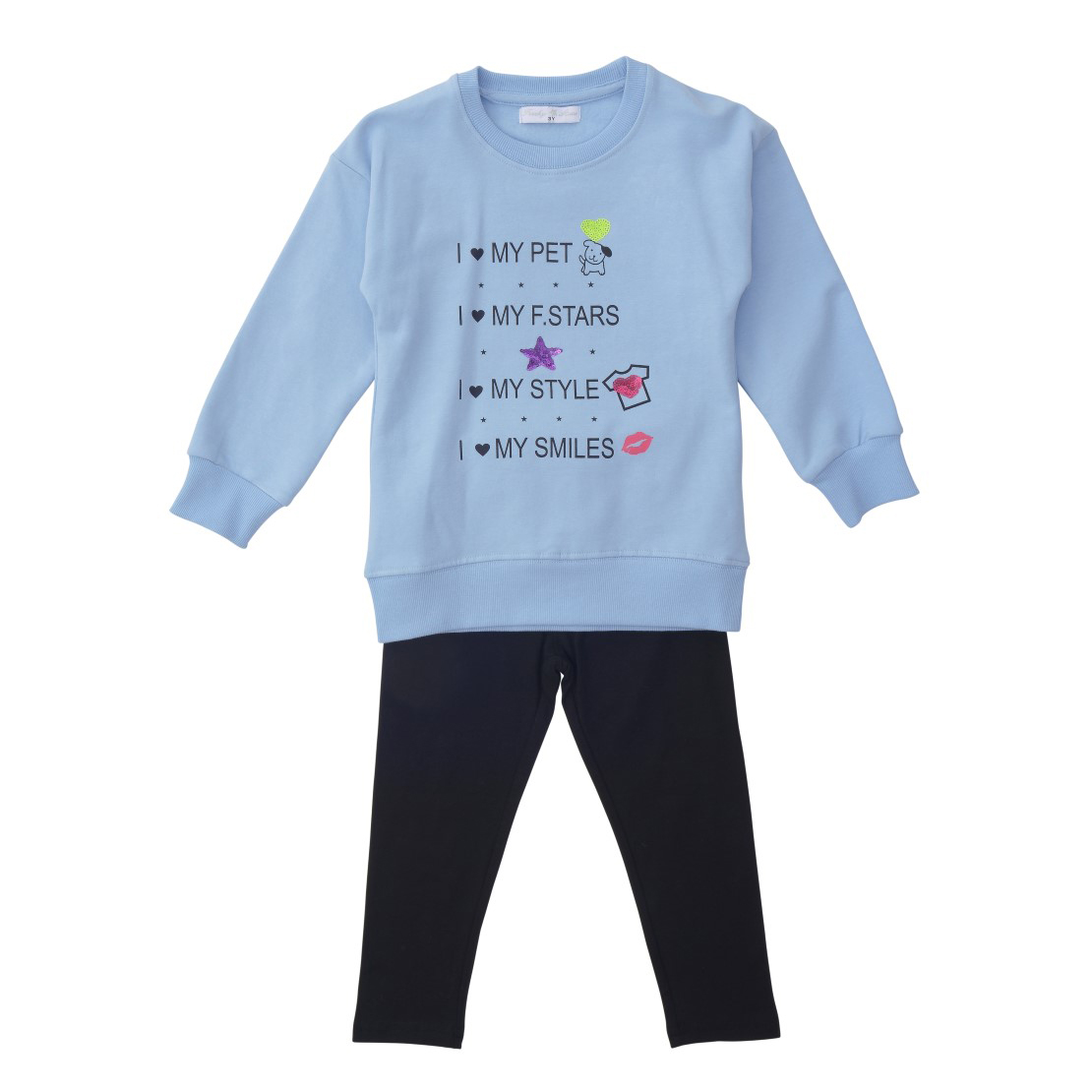 Funky Σετ Μπλουζοφόρεμα & Κολάν για Bebe Light Blue-Μαύρο