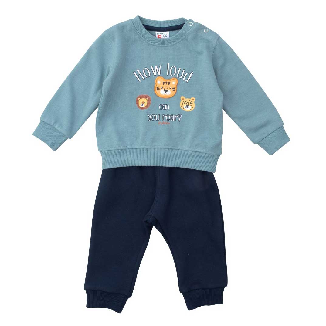 Funky Σετ Φόρμα Φούτερ Μηνών Αγόρι Τοπάζι/Μπλε