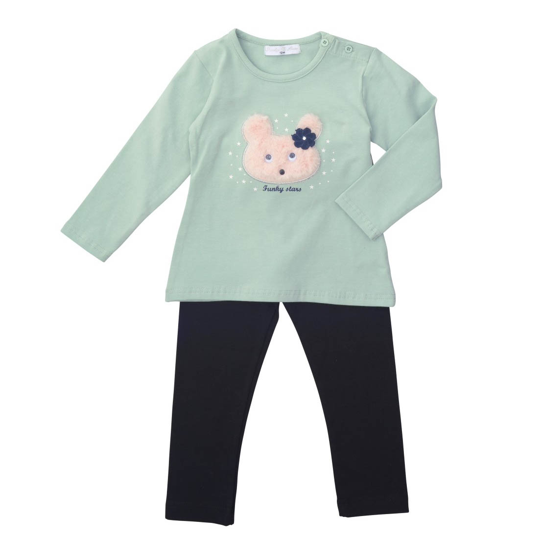 Funky Μπλουζοφόρεμα+Κολάν Μηνών Κορίτσι Φυστικί/Μπλε Allover