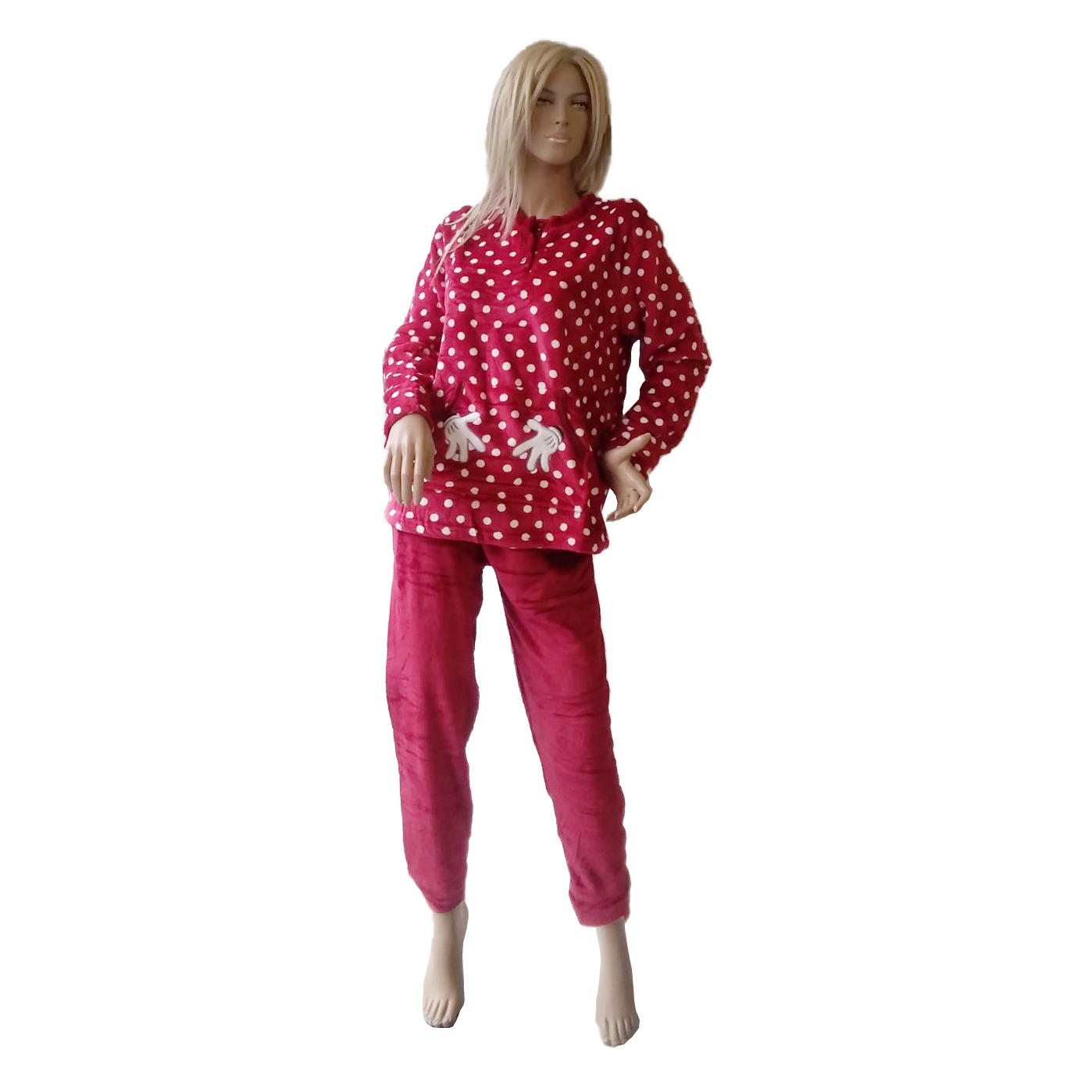 Πιτζάμα Γυναικεία Πουά Κόκκινο
