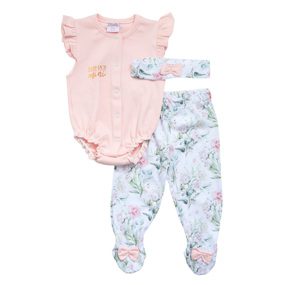 Funky Σετ κορμάκι με Παντελόνι Κάλτσα Ροζ Εμπριμέ