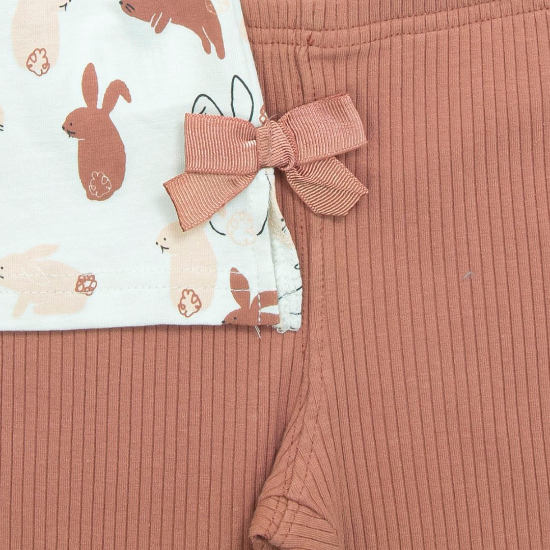 Funky Μπλουζ/μα & Κολάν Μηνών Κορίτσι Εκρού Allover/Ανοιχτό Κεραμυδί - Image 2