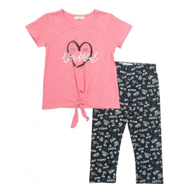 Funky Σετ Μπλουζάκι Κοντομάνικο με Δέσιμο Μπροστά & Κολάν