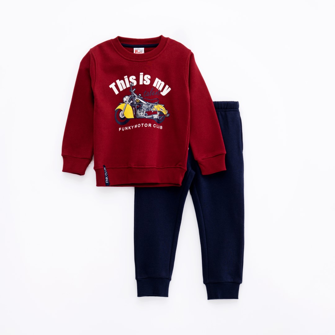 Funky σετ φόρμα φούτερ σε χρώμα μπορντώ - μπλέ