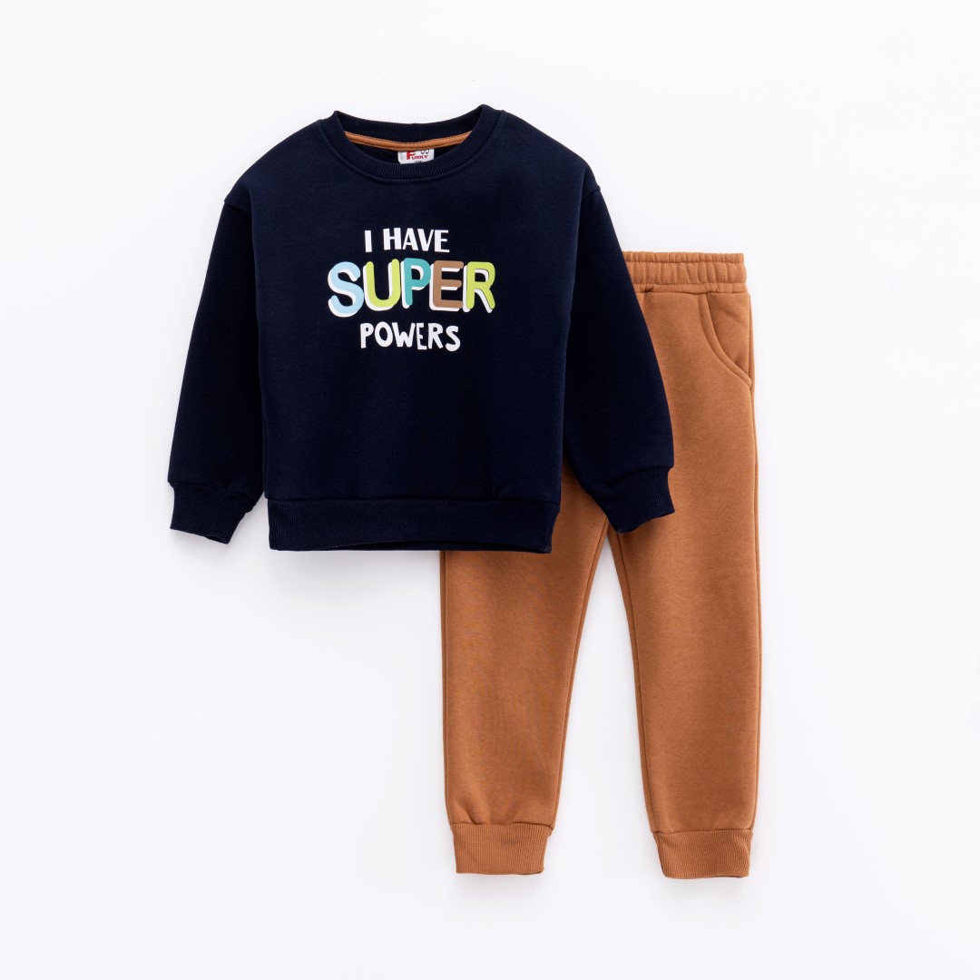 Funky σετ φόρμα φούτερ για αγόρι σε χρώμα μπλέ-καραμέλα