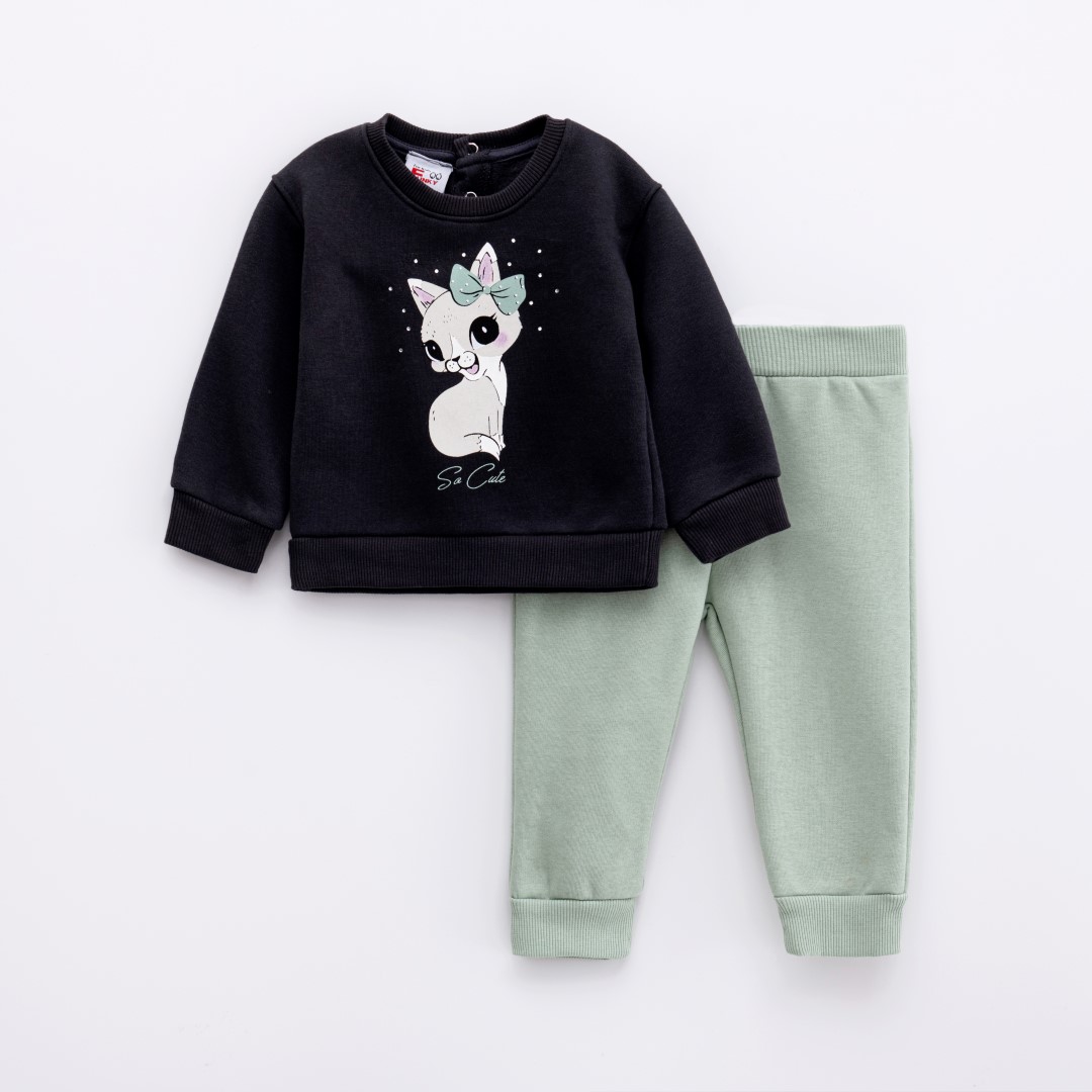 Funky Φόρμα φούτερ μηνών κορίτσι ανθρακί/φιστικί.