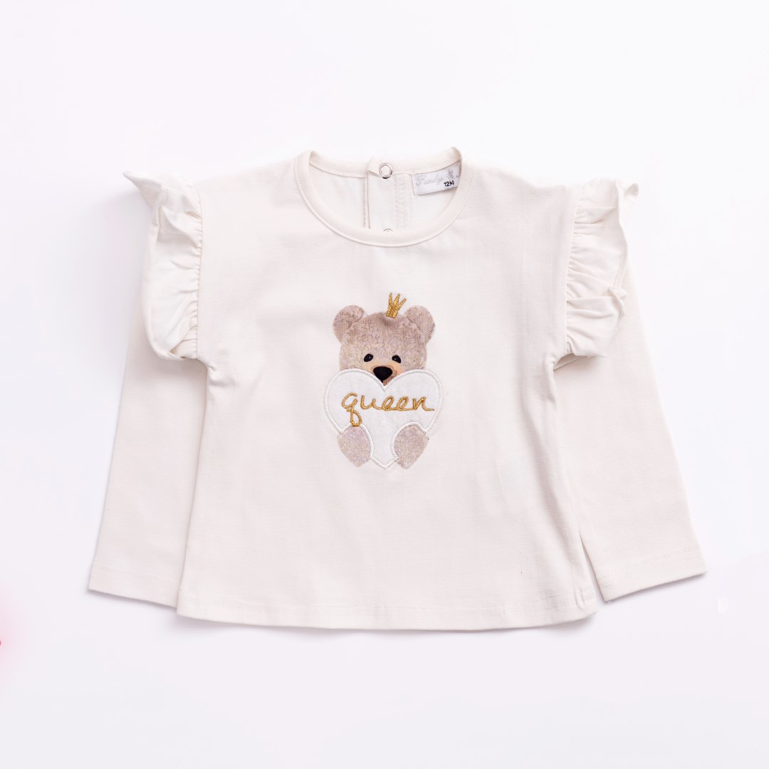 Μπλούζα μηνών κορίτσι σε εκρού ζέρσευ-λύκρα