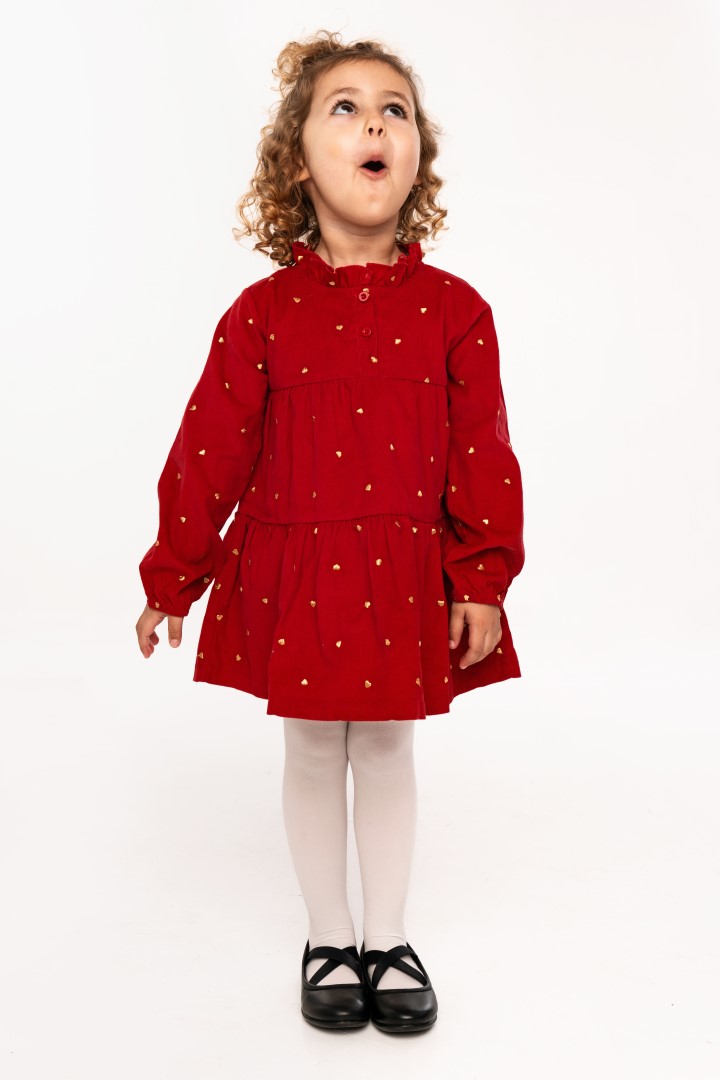 Φόρεμα για κορίτσι σε χρώμα κόκκινο με ολόσωμο τύπωμα