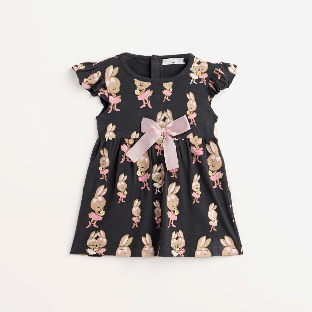 Φόρεμα λύκρα μηνών κορίτσι ανθρακί allover.