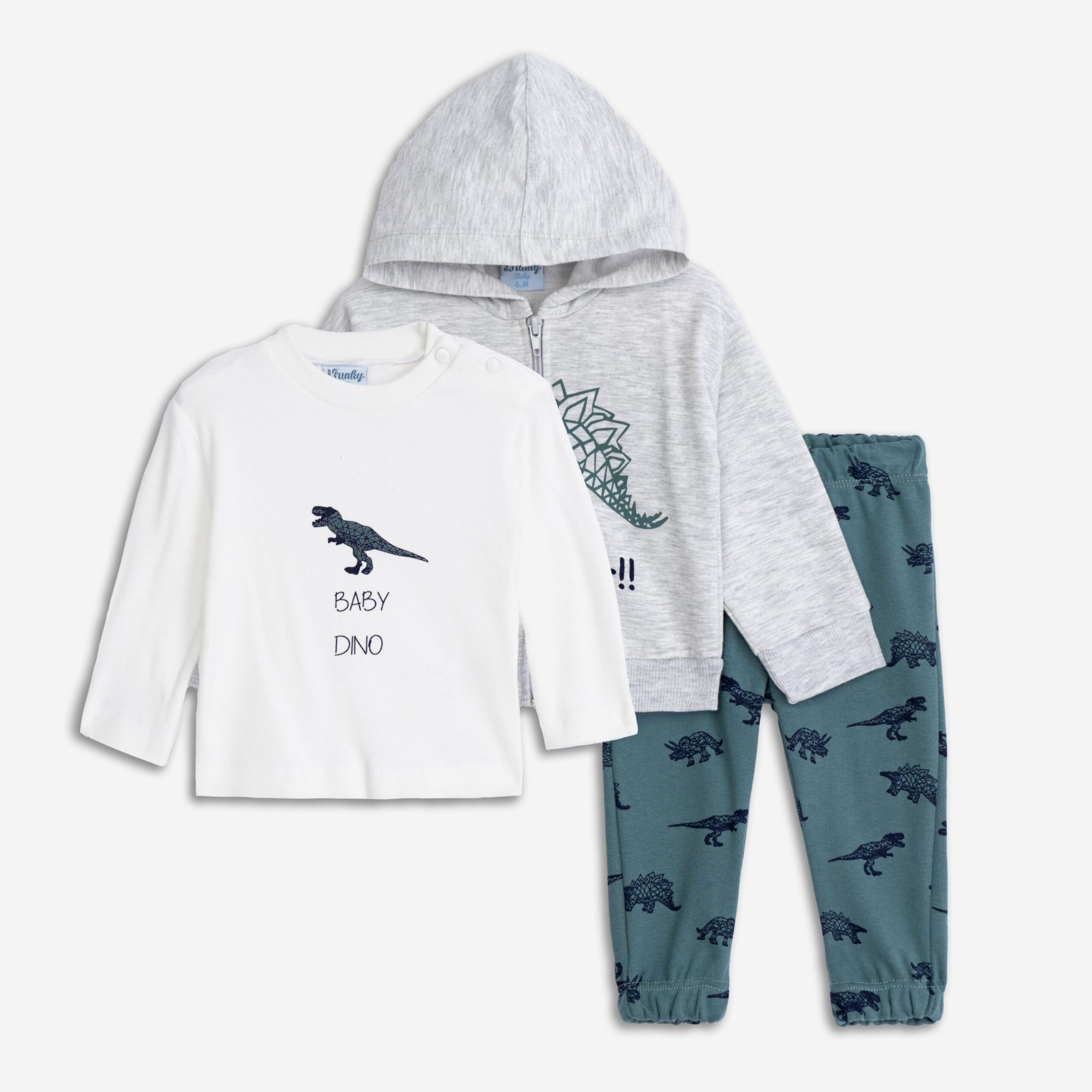 σετ 3 τεμαχια φουτερ+ιντερλοκ αγορι ανοιχτο γκρι μελανζε/εκρου/allover