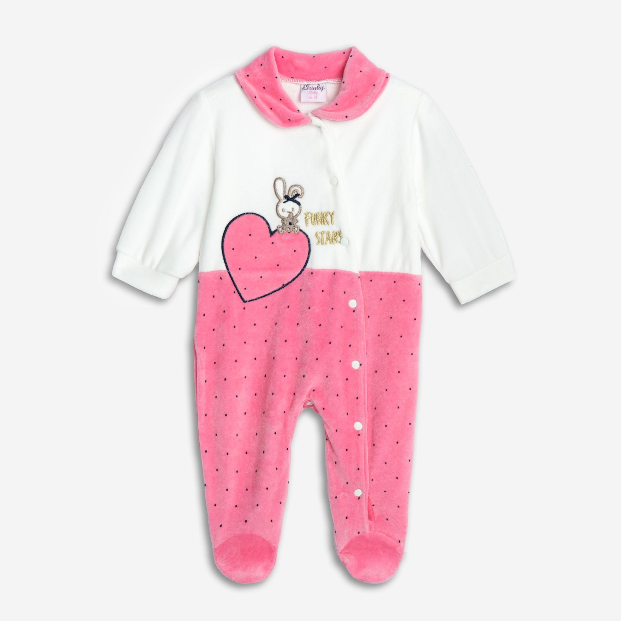 φορμακι μακρυμανικο βελουτε κοριτσι εντονο ροζ-εκρου