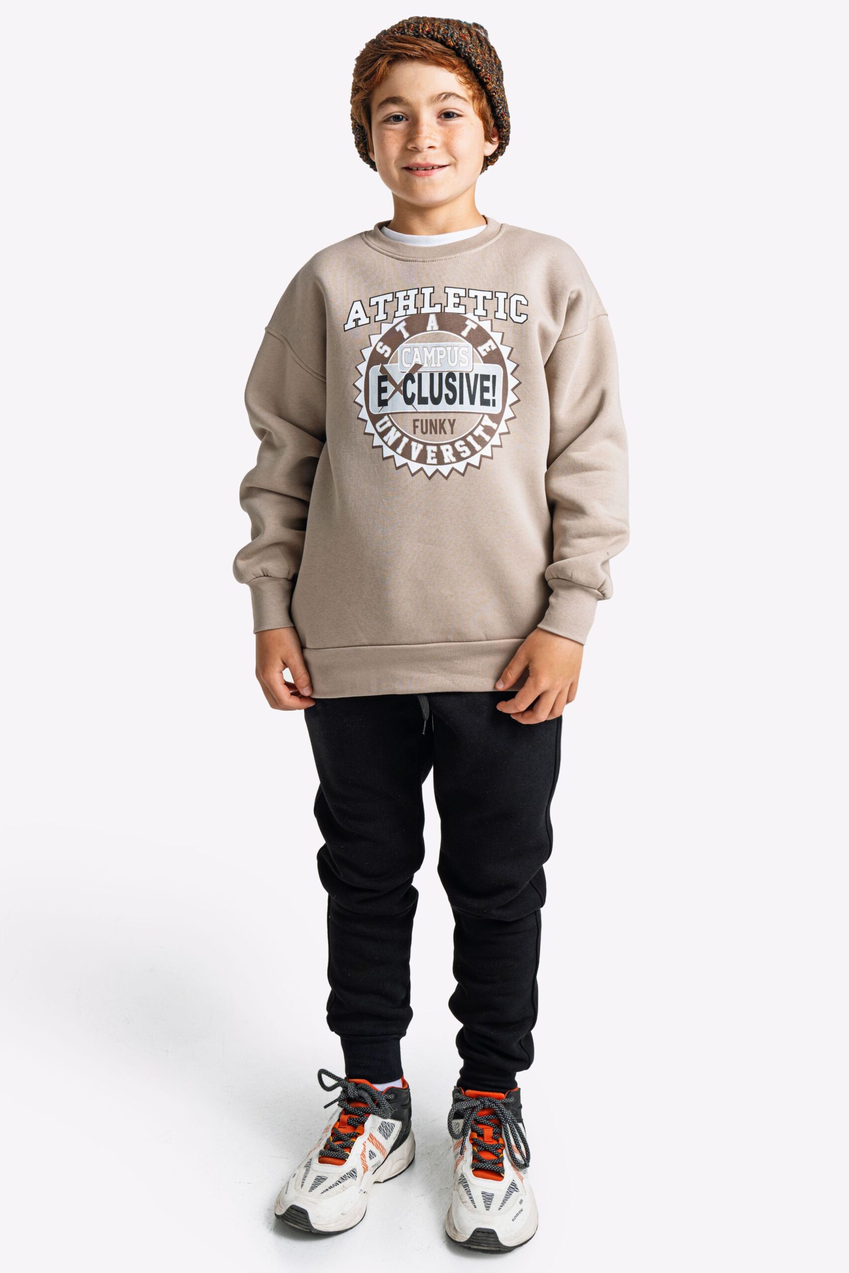 Φορμα φουτερ αγορι ανοιχτο ελεφαντι/μαυρο