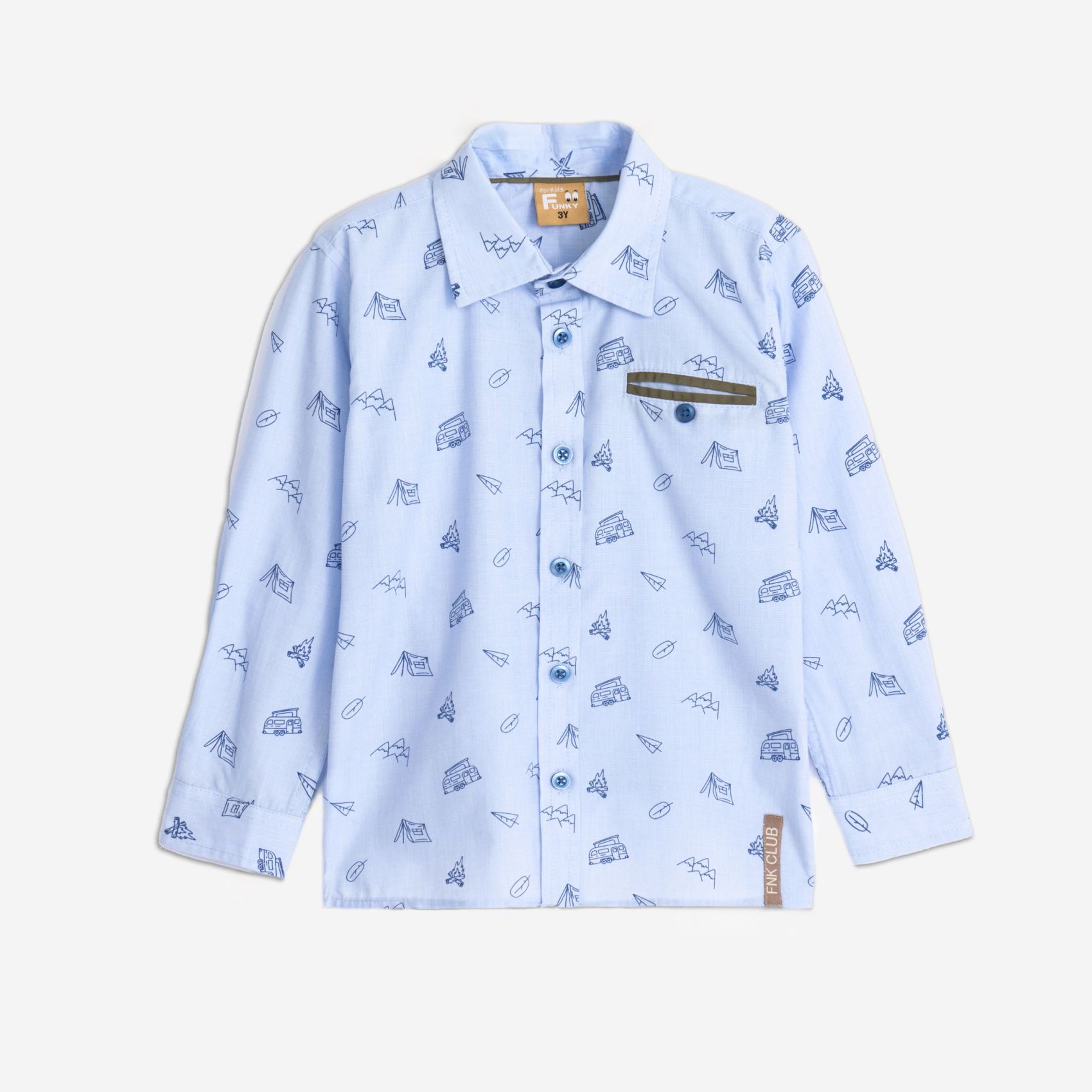 Πουκαμισο ποπλινα αγορι σιελ allover