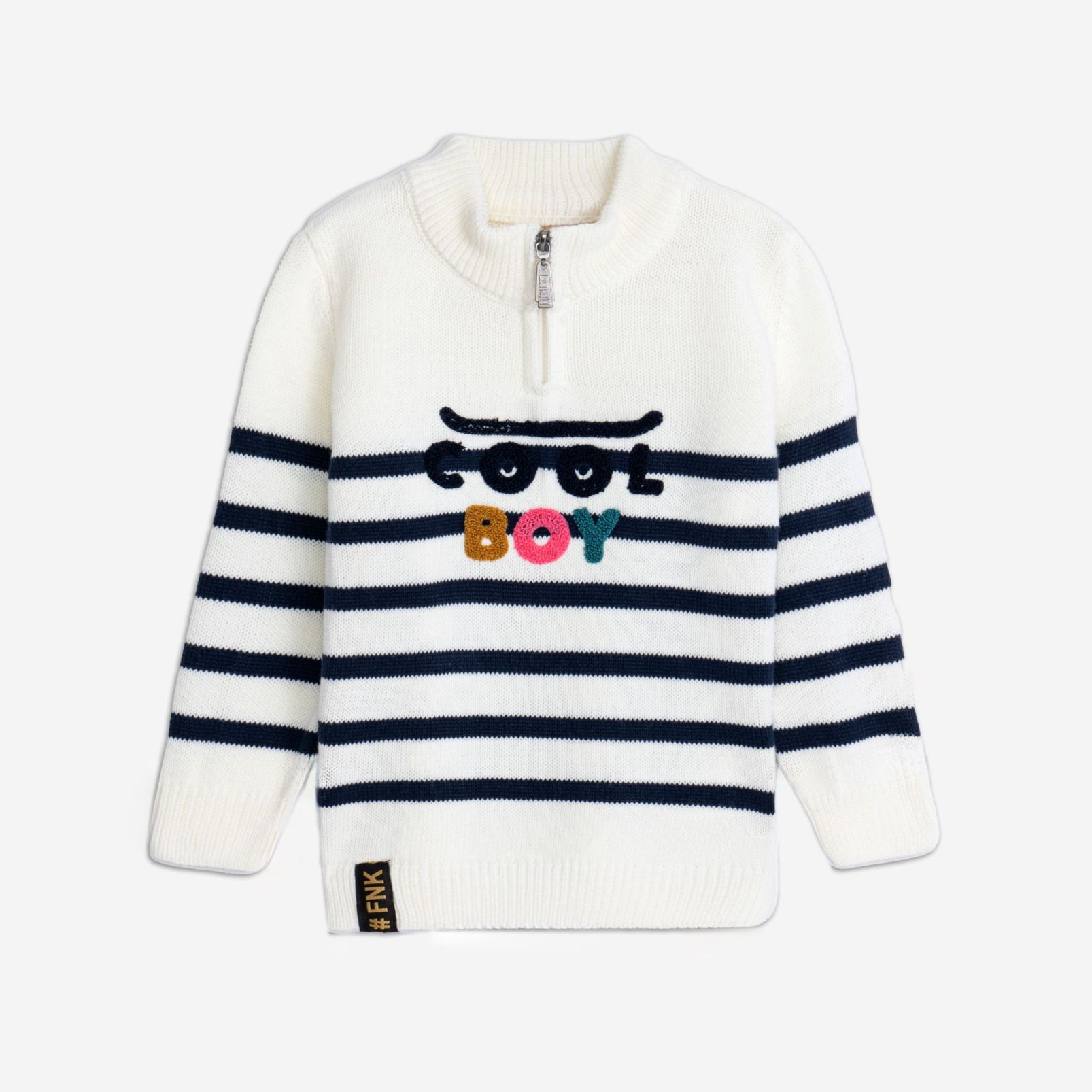 Μπλουζα πλεκτη αγορι εκρου-μπλε ριγε