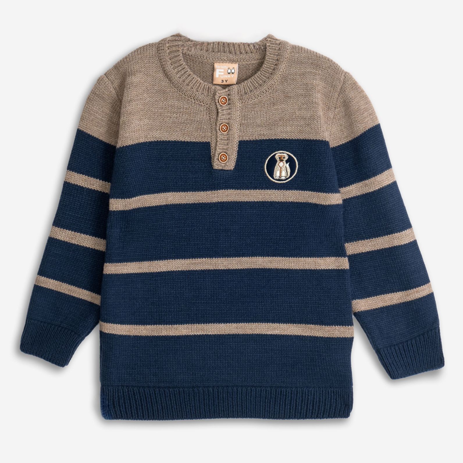 Μπλουζα πλεκτη αγορι μπλε μελανζε-cuban sand