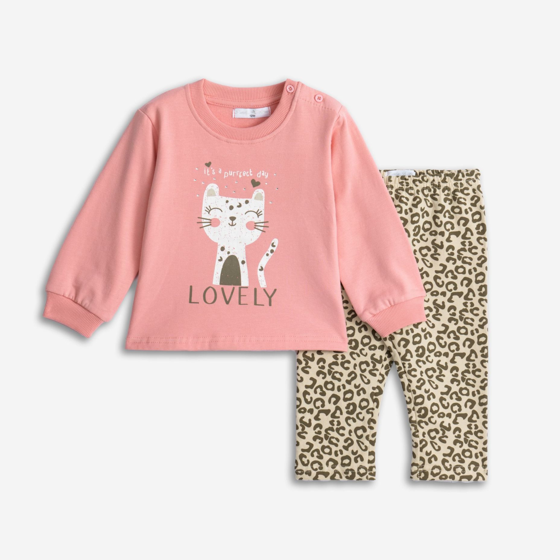 Mπλουζοφορεμα+κολαν μηνων κοριτσι μηλο/μπεζ allover