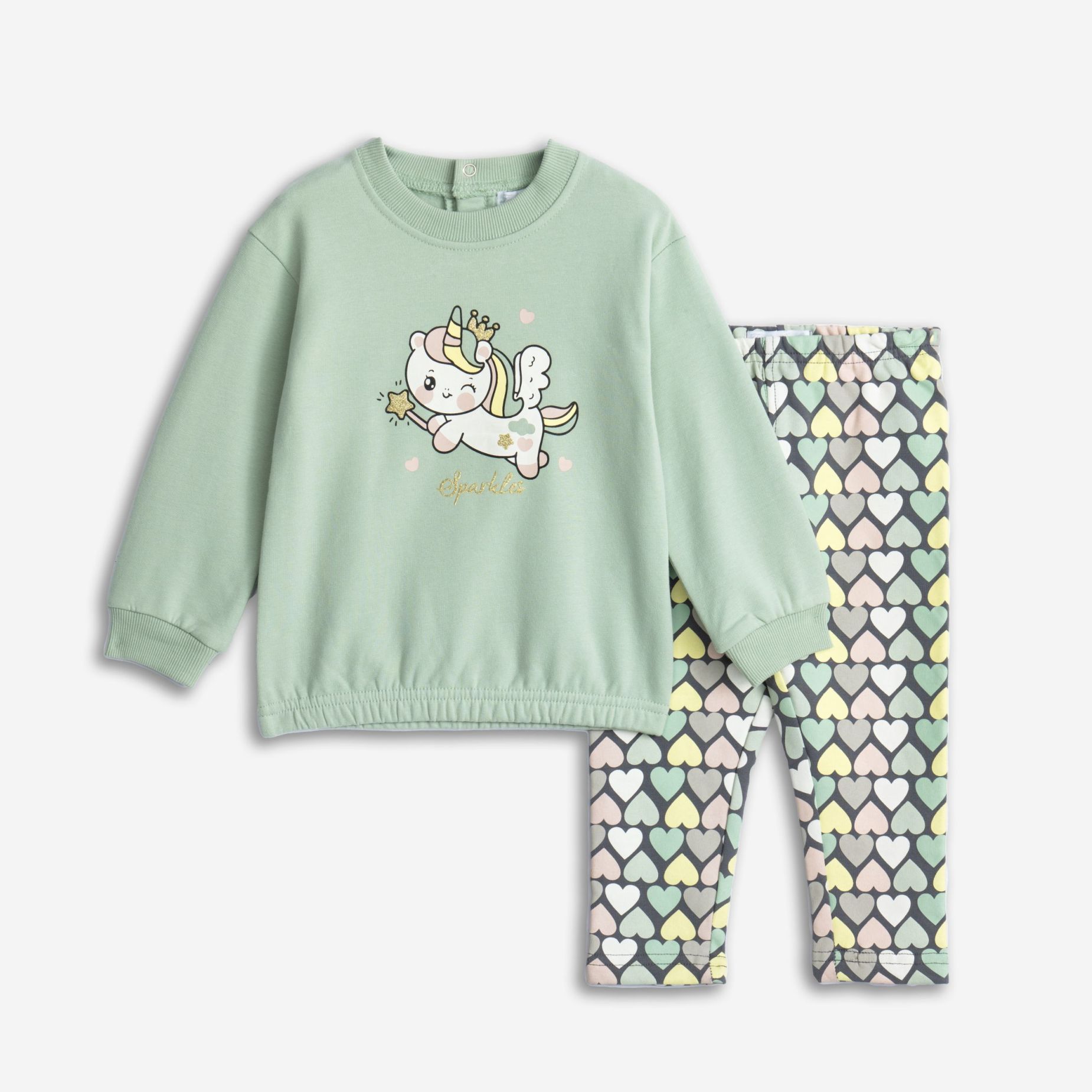 Μπλουζοφορεμα κοριτσι φυστικι/γκρι allover