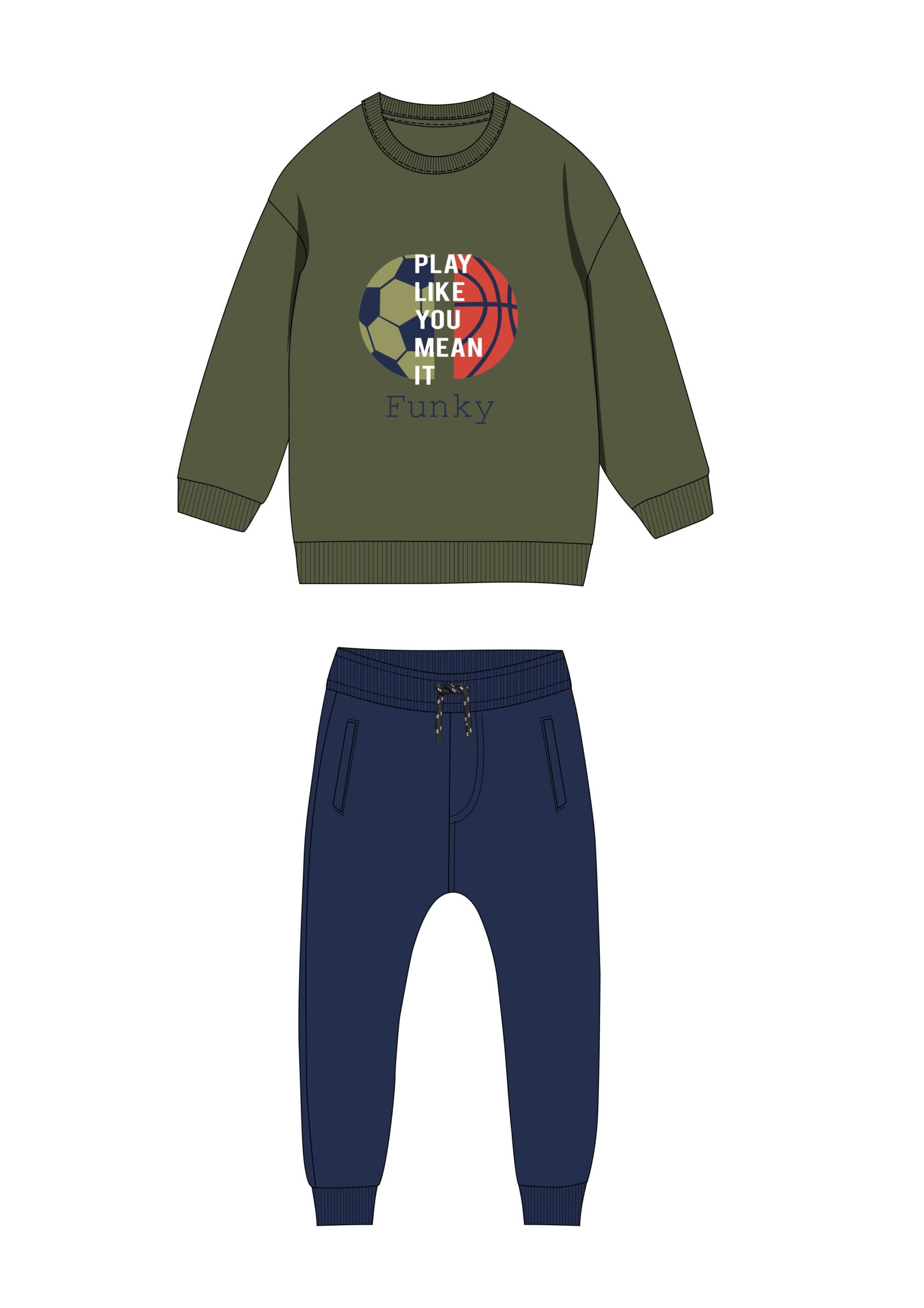 Φορμα φουτερ αγορι χακί/μπλε