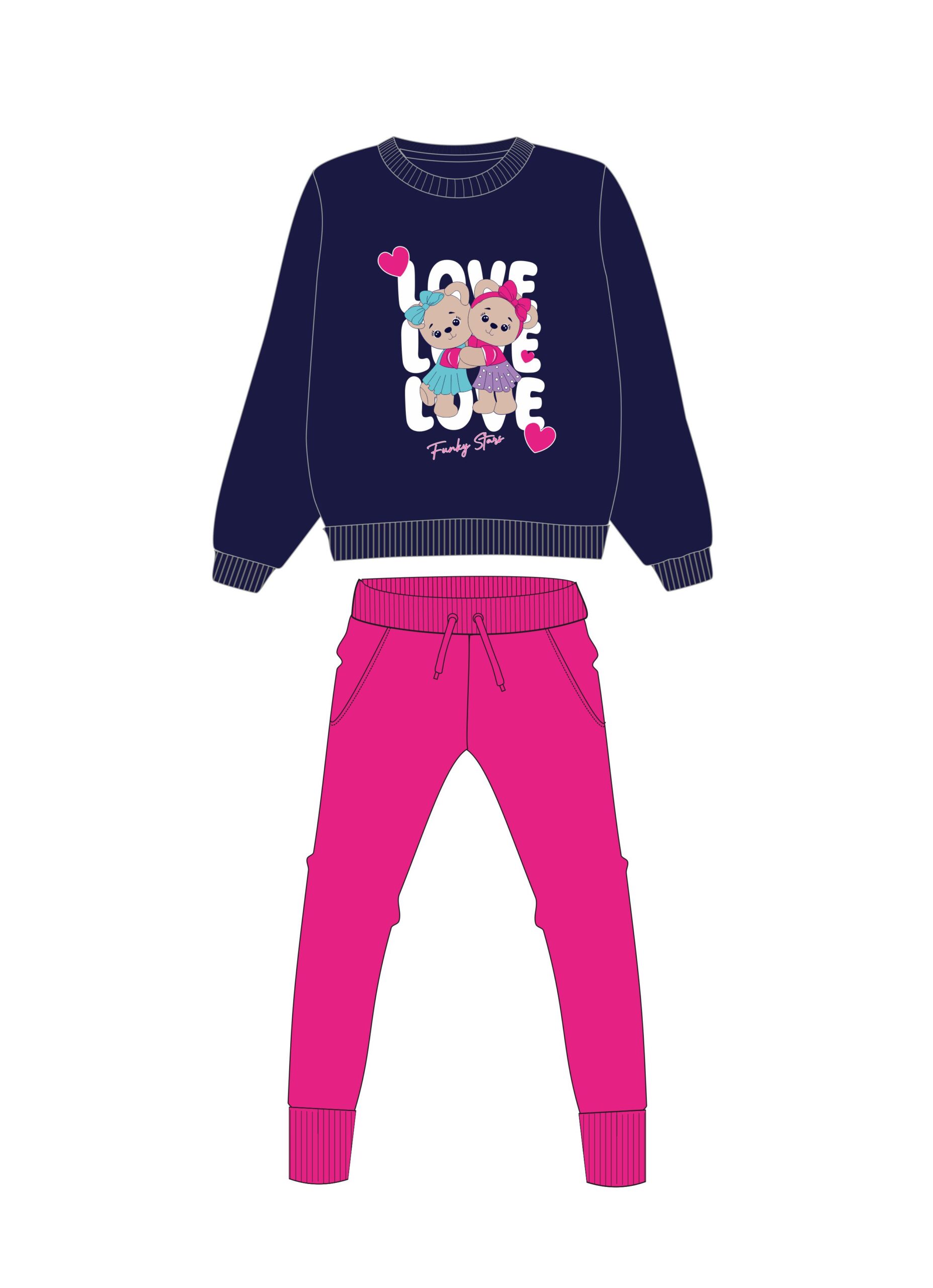 Φορμα φουτερ κοριτσι μπλε/φουξ