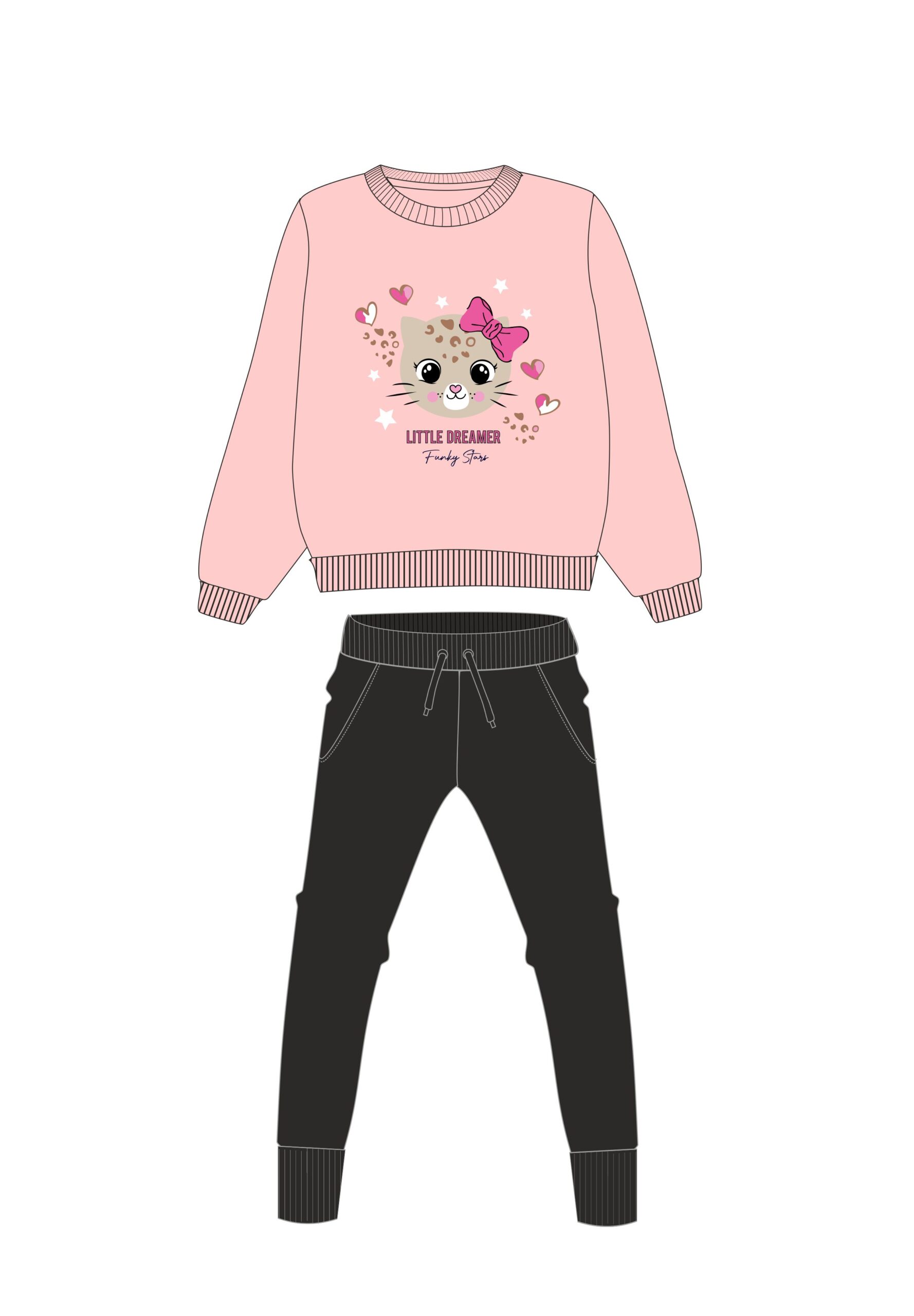 Φορμα φουτερ κοριτσι ροζ πούδρας/μαύρο