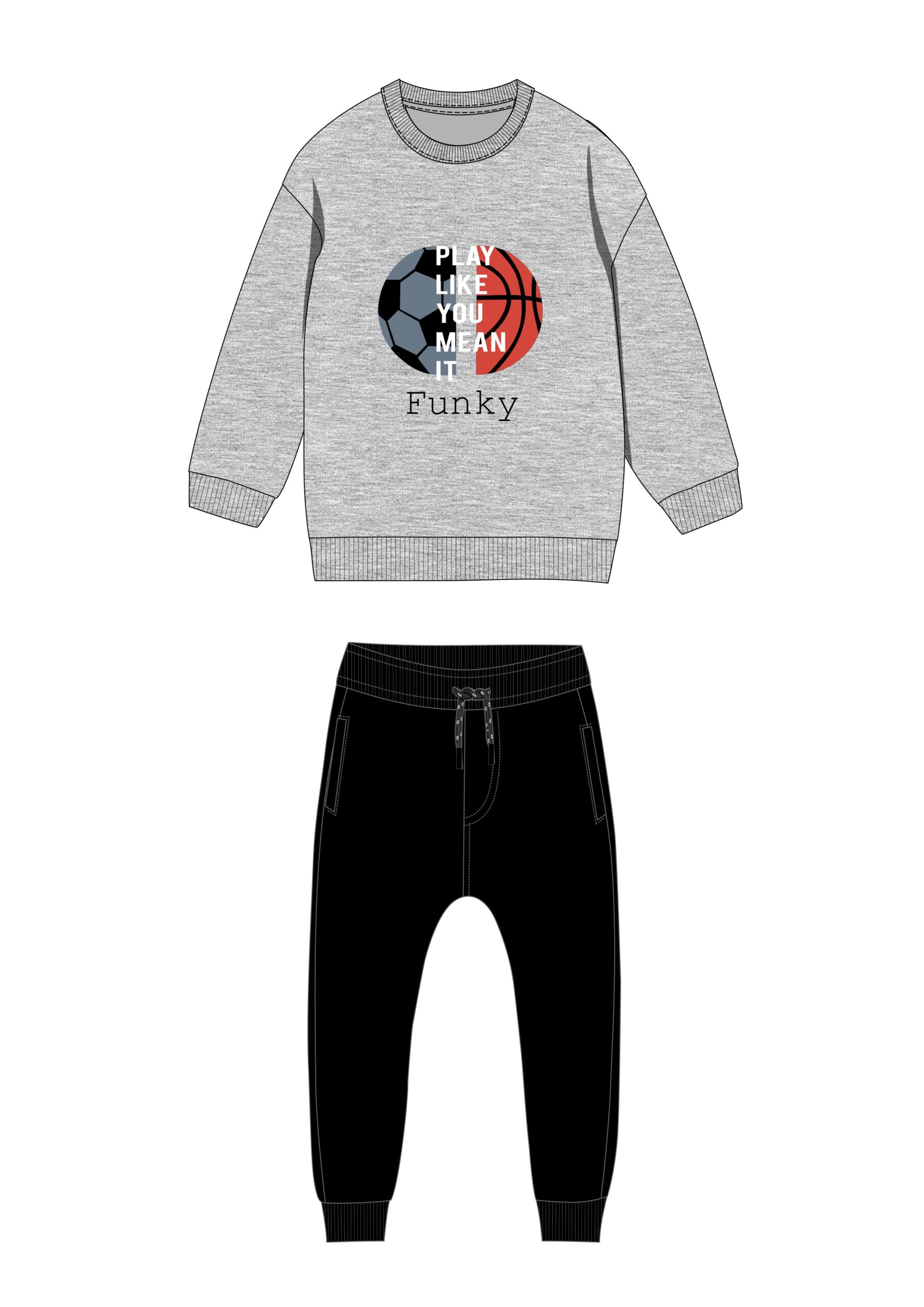 φορμα φουτερ αγορι γκρι μελανζέ/μαύρο