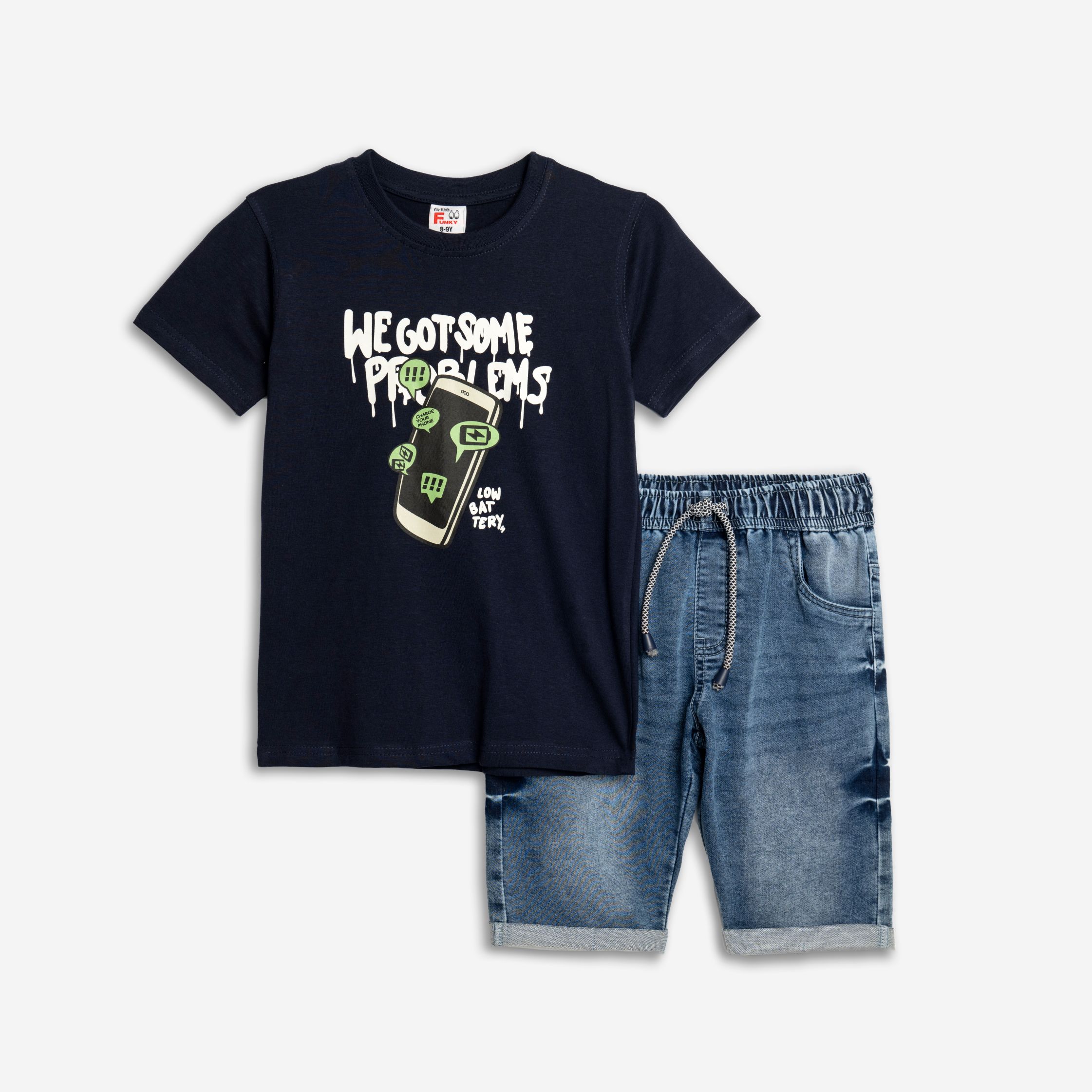 σετ φουτερ τζιν αγορι οε μπλε/μπλε τζιν