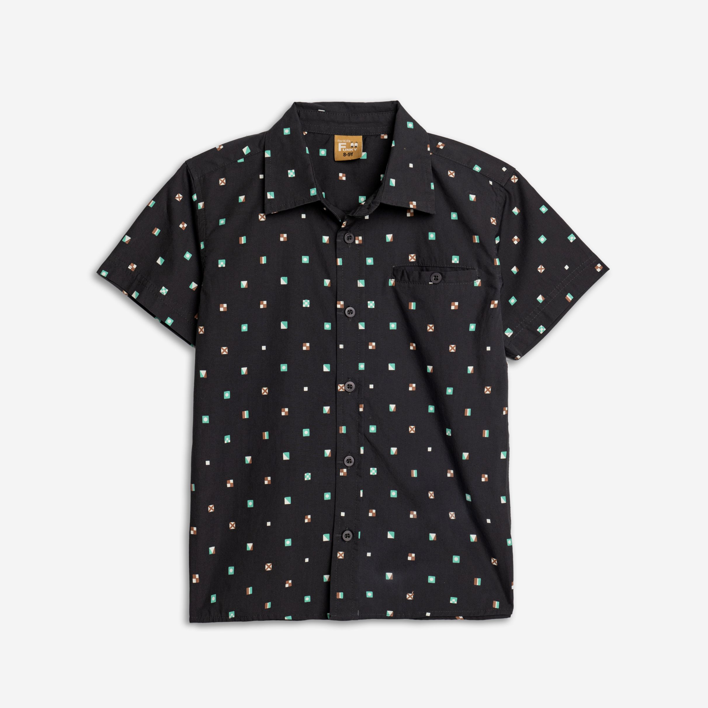 Πουκαμισο κμ ποπλινα αγορι ανθρακι allover