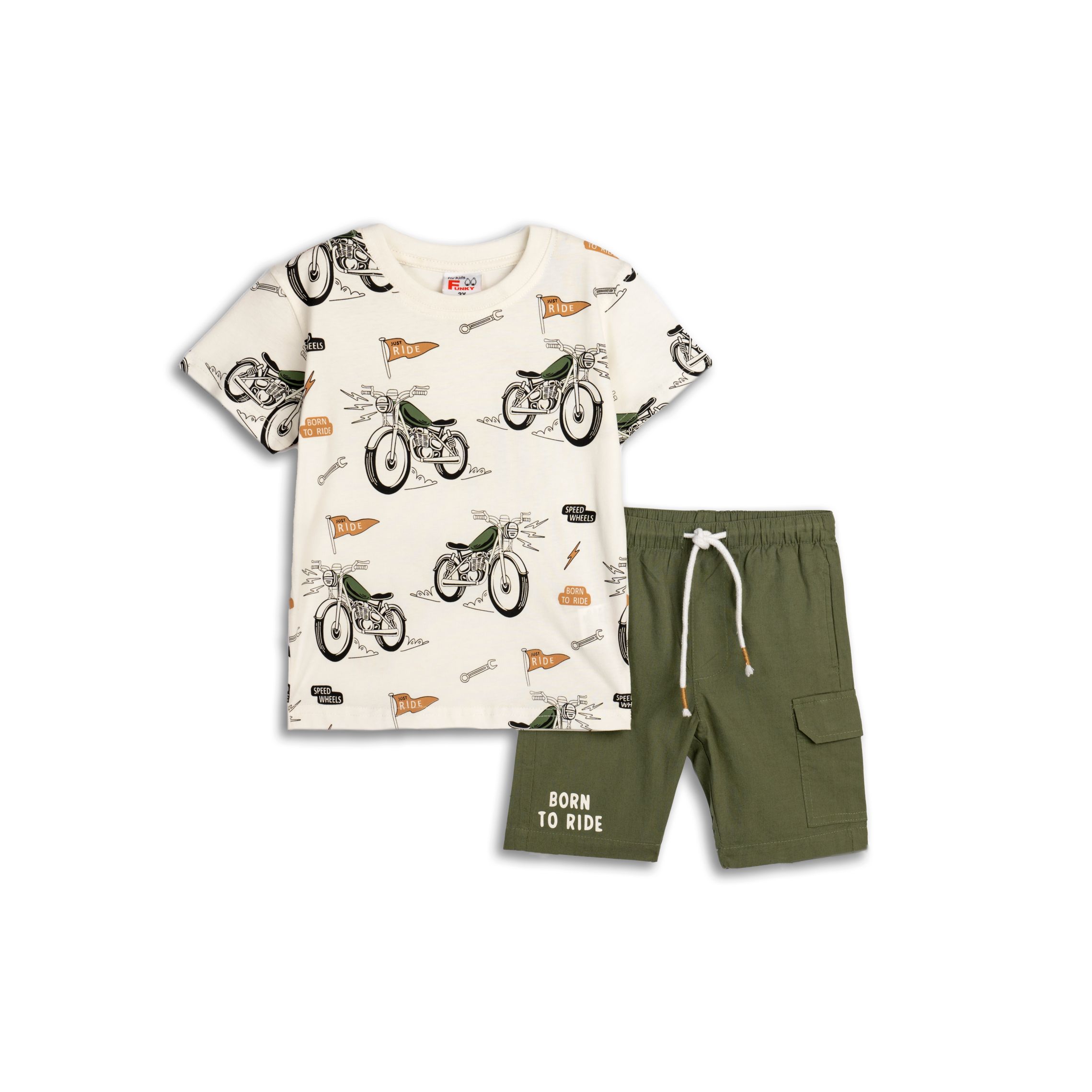 Σετ σταθερο αγορι εκρου allover/ χακι